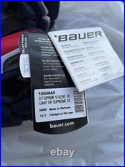 Bauer Supreme 1S Gloves 15 Brand New Red White & Blue (RARE)