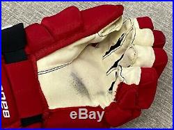 Bauer Supreme 1S New Jersey Devils NHL Pro Stock Return Hockey Player Gloves 14