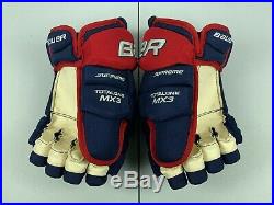 Bauer Supreme MX3 Columbus Blue Jackets NHL Pro Stock Hockey Player Gloves 13