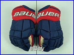 Bauer Supreme MX3 Columbus Blue Jackets NHL Pro Stock Hockey Player Gloves 14