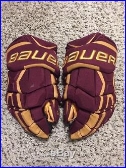 Bauer Supreme MX3 Pro Stock Hockey Gloves, 14 Minnesota Gophers