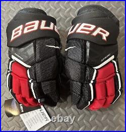 Bauer Supreme Ultrasonic Ice Hockey Gloves Black/Red Senior Size 13