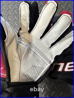 Bauer Supreme Ultrasonic Ice Hockey Gloves Black/Red Senior Size 14