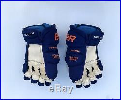EDMONTON OILERS PRO STOCK Bauer Supreme Total One MX3 Hockey Gloves 13 NEW