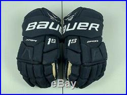 NEW! Bauer Supreme 1S Winnipeg Jets NHL Pro Stock Hockey Player Gloves 14 Navy