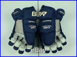 NEW! Bauer Supreme MX3 Columbus Blue Jackets NHL Pro Stock Hockey Gloves 13 3rd