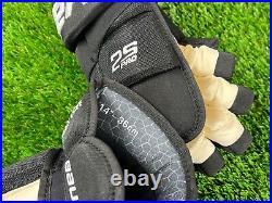 NEW! Black BAUER Supreme 2S Pro NHL Pro Stock Hockey Gloves 14 FLEX CUFF Sample