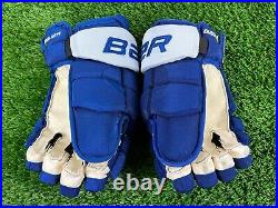 NEW! Blue BAUER Supreme 1S NHL Pro Stock Hockey Gloves 13 NYLANDER Maple Leafs