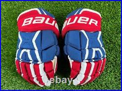 NEW Red White & Blue BAUER Supreme Total One MX3 NHL Pro Stock Hockey Gloves 13