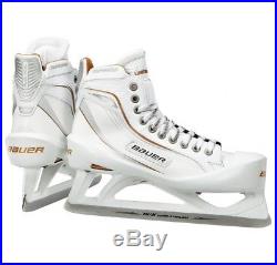 New Bauer One100LE Ice Hockey Goalie skates size 7.5EE Senior white/gold men SR