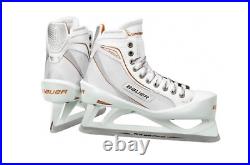 New Bauer One80LE Hockey Goalie skates size 10 D white/gold ice senior SR goal
