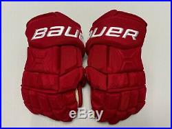 New! Bauer Supreme MX3 Detroit Red Wings NHL Pro Stock Hockey Player Gloves 13