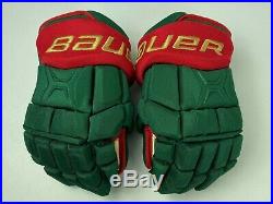 New! Bauer Supreme MX3 Minnesota Wild NHL Pro Stock Hockey Player Gloves 13