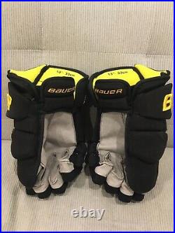 New VANCOUVER CANUCKS Bauer Supreme 1S Pro Stock Hockey Gloves BLACK SKATE 13