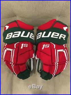 PRO STOCK Bauer Supreme 1S Hockey Gloves New Jersey Devils Retro 14