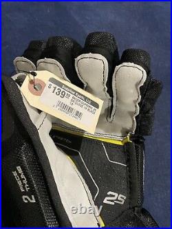 Senior Bauer Supreme Ice Hockey Gloves 2s Pro 14 Black Silver Grip Palm New